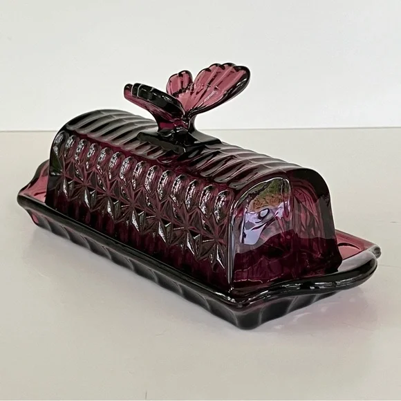 Circleware Plum Purple Amethyst Butterfly Butter Dish - Picture 14 of 16
